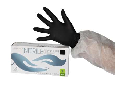 Image de Gants vinyle nitrile noir non poudré T.L