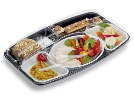 Image de Kit plateau repas 5 comp. Fond noir - Eléments Blanc
