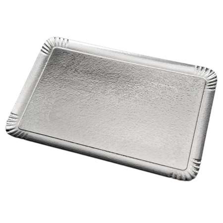 Image de Plateau traiteur en carton argent 28x42