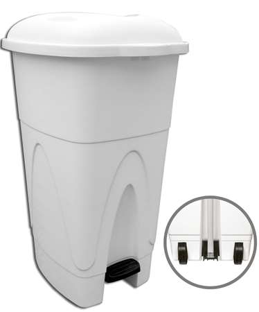 Image de Poubelle à pédale GIGA 110L blanche alimentaire avec couv