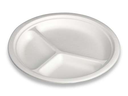 Image de Assiette ronde bagasse 3 compartiments Ø26 cm