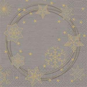 Image de Serviette ouate 33 x 33 cm Star Shine Granite Gris 3 plis