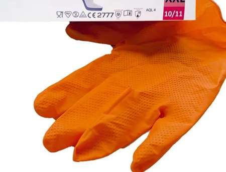 Image de Gants Nitrile Orange non poudré T.XL