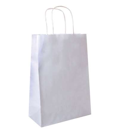 Image de Sacs kraft BLANC poignées ficelles 26+14x32 cm