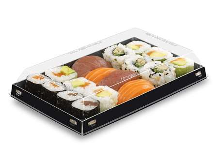 Image de Boite carton rectangulaire noir 'LUXIFOOD SUSHI' 450ml